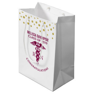 Sacola Para Presentes Média Parabéns RN Enfermeiro Formando Vermelho Caduco