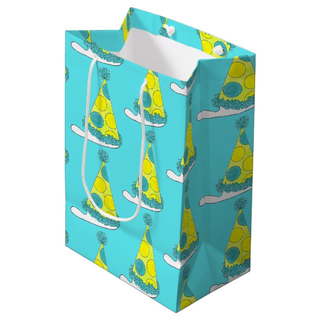 Sacola Para Presentes Média Parceiro de bolinhas Feliz Celebração de Aniversár (Frente inclinada)