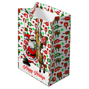 Sacola Para Presentes Média Parceiros Pickleball Papais noeis e Reindeer Sleig