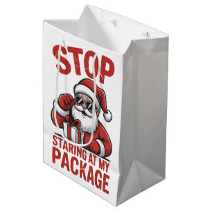 Sacola Para Presentes Média Pare de Olhar para Minha Embalagem Natal Santa Sar