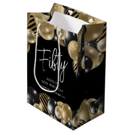 Sacola Para Presentes Média Partição de Convidados Dourados Pretos
