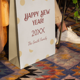 Sacola Para Presentes Média Partido da Véspera de Ano Novo da Polka - ouro