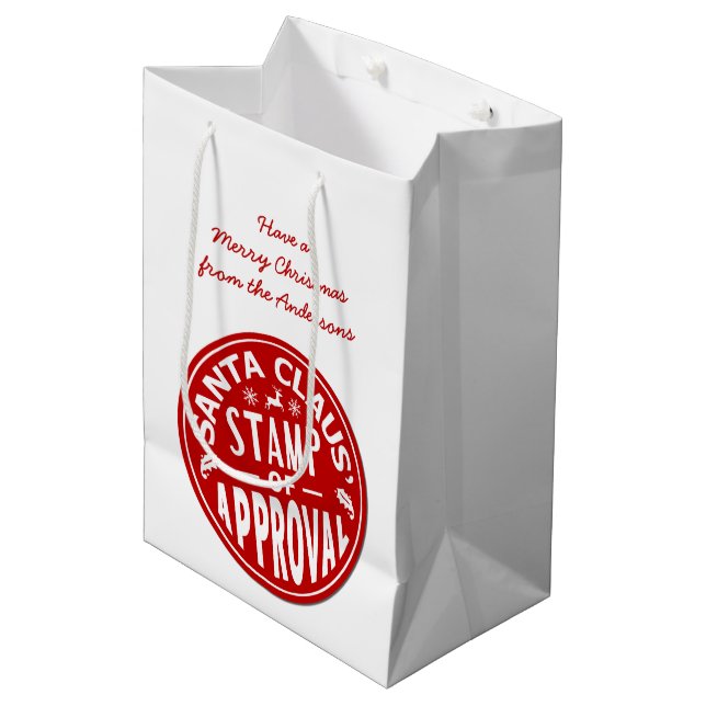 Sacola Para Presentes Média Partido engraçado do costume do selo de Papai Noel (Frente inclinada)