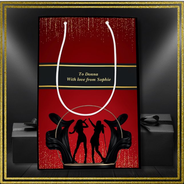 Sacola Para Presentes Média Partido Moderno da Música Karaoke Birthday Gift Ba (Modern Music Party Karaoke Birthday Gift Bag)