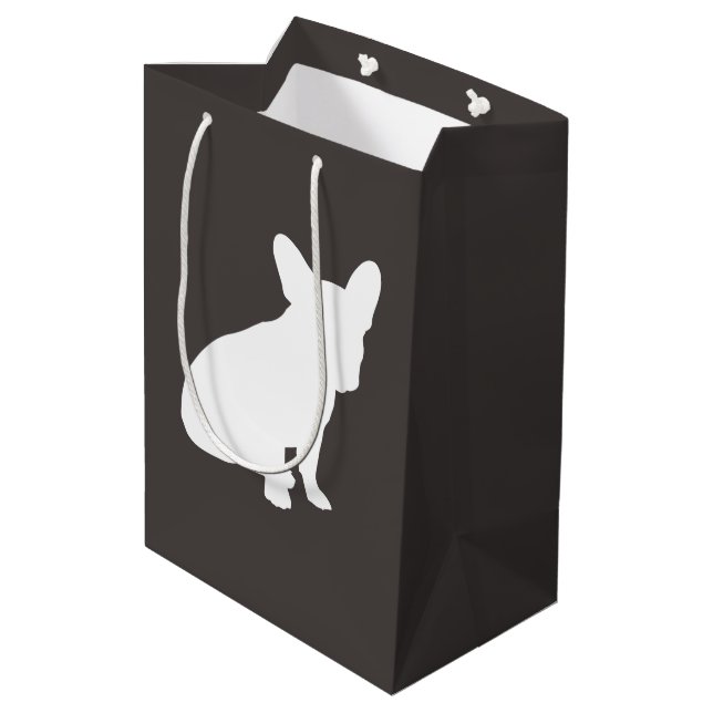 Sacola Para Presentes Média Partido Tema Francês Bulldog - Neutro do Chá de fr (Verso inclinado)