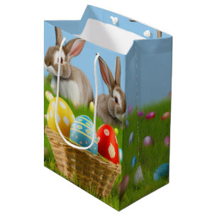 Sacola Para Presentes Média Páscoa bonita Bunnypara um humor positivo