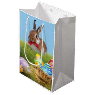 Sacola Para Presentes Média Páscoa bonita Bunnypara um humor positivo
