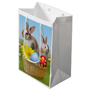 Sacola Para Presentes Média Páscoa coelhinho bonitinho por um humor positivo