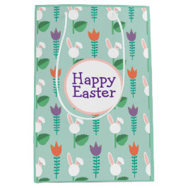 Sacola Para Presentes Média Páscoa de Flores de abstrato