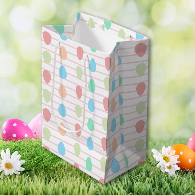 Sacola Para Presentes Média Páscoa de moda rosa moderna (Modern pink fashion Easter Medium Gift Bag)