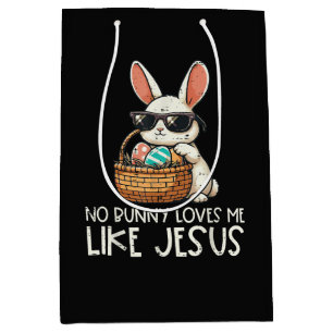 Sacola Para Presentes Média Páscoa Nenhum Coelho Me Ama Como Jesus Cristão