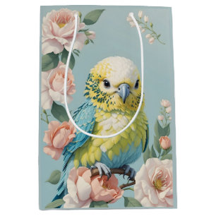 Sacola Para Presentes Média Pássaro-periférico Amarelo-Azul E Azul