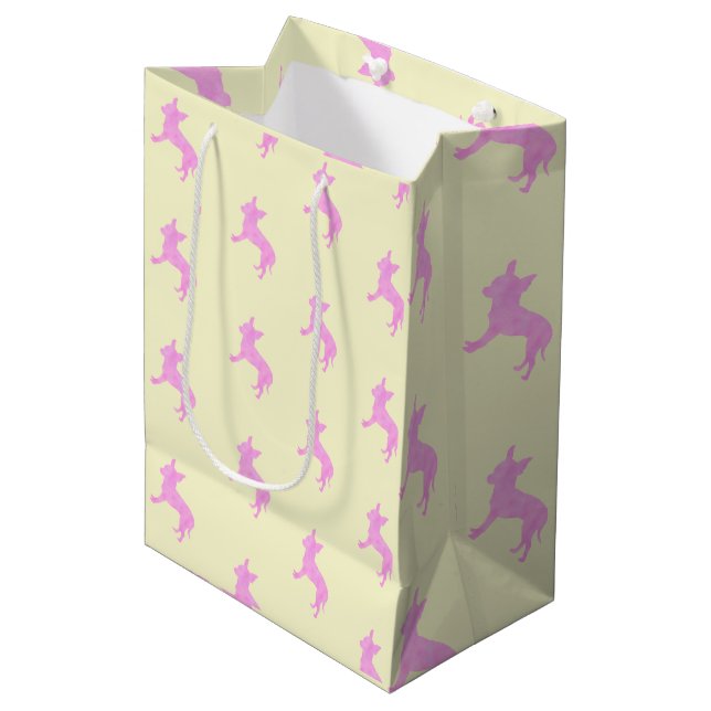 Sacola Para Presentes Média Pastel colors Chihuahua Paper Bag cute gift bag  (Frente inclinada)