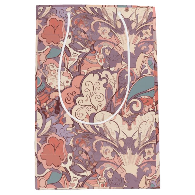 Sacola Para Presentes Média Pastel Floral (Frente)