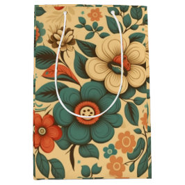 Sacola Para Presentes Média Pastel floral do design de colheita