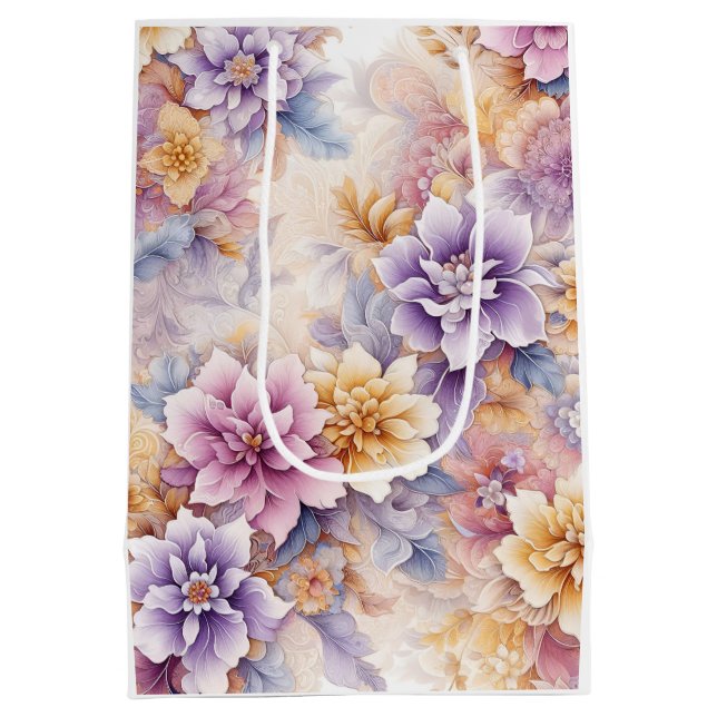 Sacola Para Presentes Média Pastel Floral Gift Bag For Her (Verso)