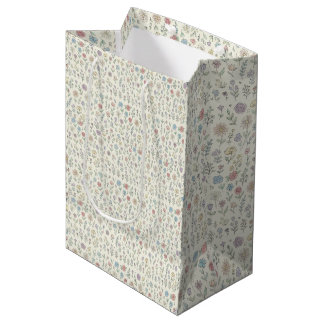 Sacola Para Presentes Média pastel floral wrapping paper.