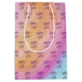 Sacola Para Presentes Média Pastel Rainbow 20 Birthday