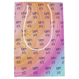 Sacola Para Presentes Média Pastel Rainbow 35º Aniversário - Média Bag