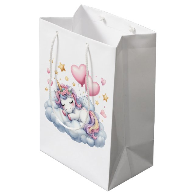 Sacola Para Presentes Média Pastel Unicorn (Verso inclinado)
