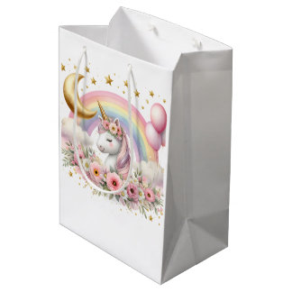 Sacola Para Presentes Média Pastel Unicorn