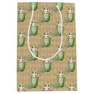 SACOLA PARA PRESENTES MÉDIA PASTEL VERDE & CREAM BEBIDAS IRLANDESAS