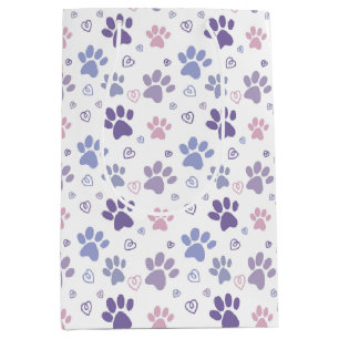 Sacola Para Presentes Média Pata de Cachorro Roxa