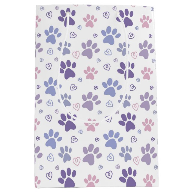 Sacola Para Presentes Média Pata de Cachorro Roxa (Frente)