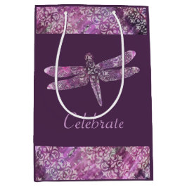 Sacola Para Presentes Média Patina roxo: Libélula