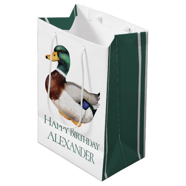 Sacola Para Presentes Média Pato Mallard de pré-disquete personalizado (Frente inclinada)