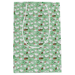 Sacola Para Presentes Média Patos de Natal Festivos