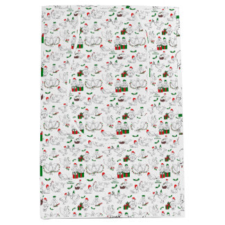 Sacola Para Presentes Média Patos de Natal Festivos