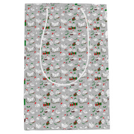 Sacola Para Presentes Média Patos de Natal Festivos