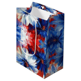 Sacola Para Presentes Média Pátrio Vermelho Azul Branco Floral (10)