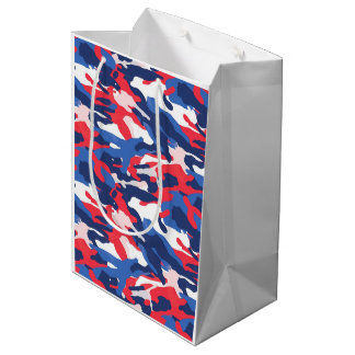 Sacola Para Presentes Média Patriótico Camo Vermelho Branco Azul EUA Liberdade
