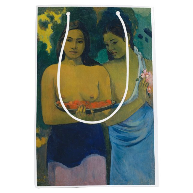 Sacola Para Presentes Média Paul Gauguin - Duas Mulheres Tahitianas (Frente)