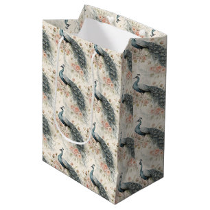 Sacola Para Presentes Média Pavão Elegante Floral Vintage (4)