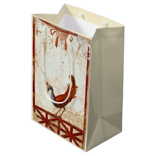 Sacola Para Presentes Média Pavão na antiga pintura antiga romana de Fresco (Verso inclinado)
