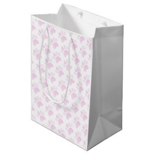 Sacola Para Presentes Média Paw Imprime Cor-de-Água Rosa Arte Cachorro Doce Di