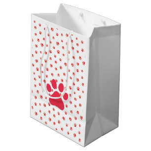 Sacola Para Presentes Média Paw Imprime Pet Lovers Cats Cats Red Gift Wrap