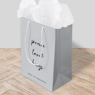 Sacola Para Presentes Média Paz, amor e abraços Cinzas de pomba