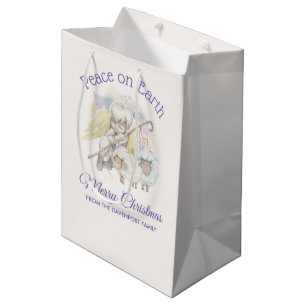 Sacola Para Presentes Média Paz na Terra Angel Shepherd com corregos