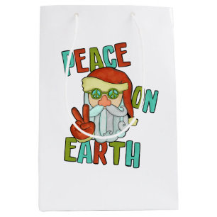 Sacola Para Presentes Média Paz na Terra Papais noeis de Hippie