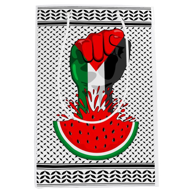 Sacola Para Presentes Média Pé de resistência da Palestina em Watermelon (Frente)