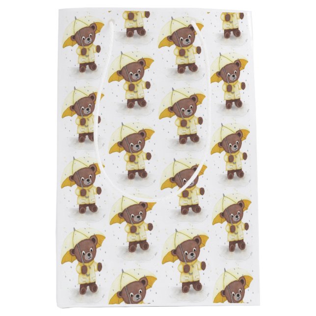 Sacola Para Presentes Média Pé-urso na Chuva (Frente)