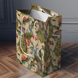 Sacola Para Presentes Média Peacock Art Nouveau Padrão Floral Morris