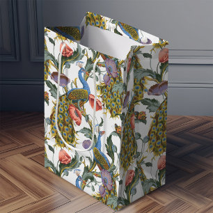 Sacola Para Presentes Média Peacock Art Nouveau Padrão Floral Morris