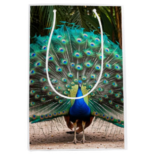Sacola Para Presentes Média Peacock Feather Fanning