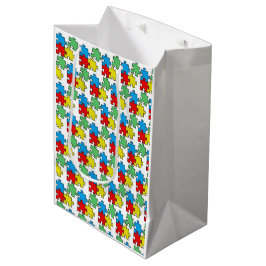 Sacola Para Presentes Média Peças de Quebra-Cabeça Design