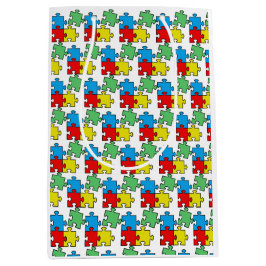 Sacola Para Presentes Média Peças de Quebra-Cabeça Design